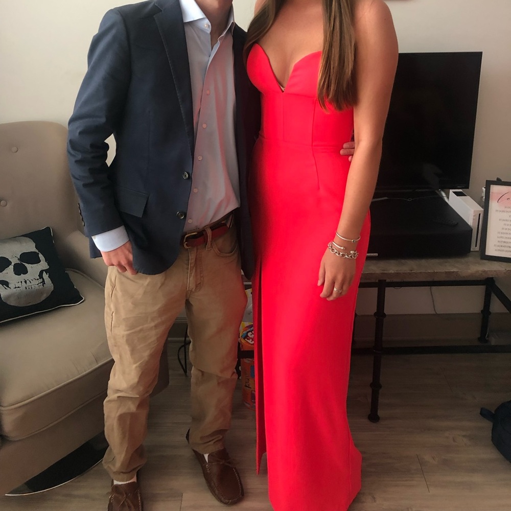 Amanda Uprichard Red Strapless Maxi Dress